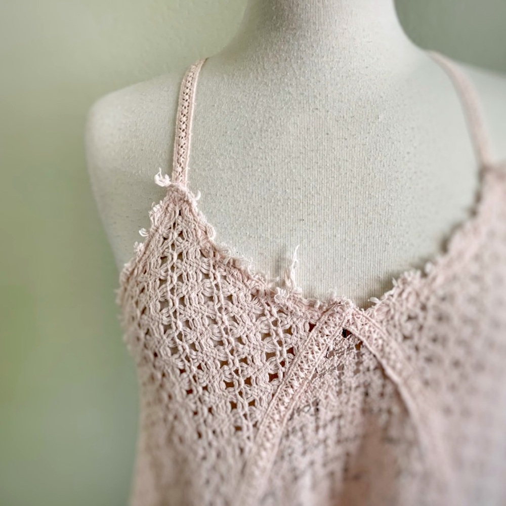 FREE PEOPLE | Blush Pink Open Knit
Racerback Top - Picture 4 of 7